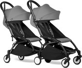 Babyzen YOYO² CONNECT buggy duowagen voor 2 kindjes van 6 mnd+ - zwart frame en kleur grijs