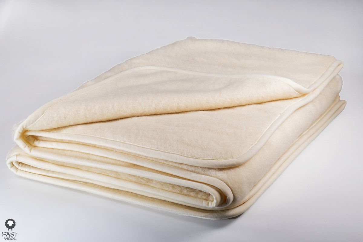 fast wool Wollen Deken – 160x200 cm – 100% Merinowol – Warme Plaid – Woondeken – Bankdeken – Beddeken - Ecru