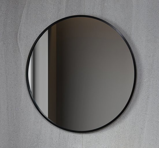 Bella Mirror - Spiegel Rond - Badkamerspiegel - 80 cm - Met zwart frame