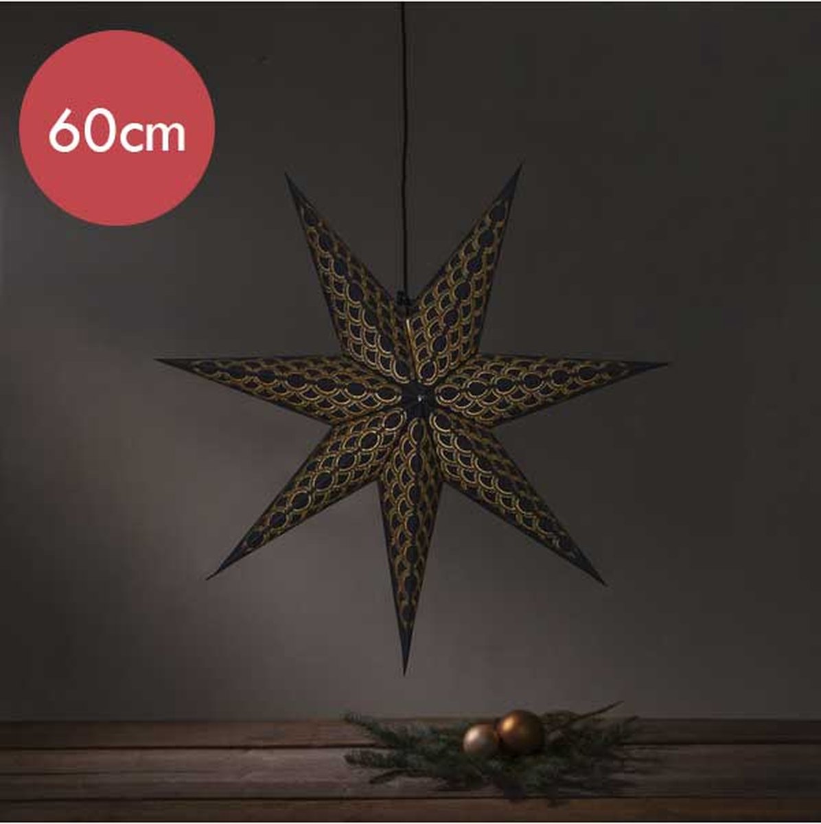 Zwarte papieren kerstster Brodie - 60 cm