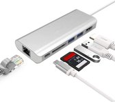 6 in 1 Hub Aluminium Type-C Adapter met Ethernet Lan Internet kabel -poort HDMI USB 3.0 SD-kaart USB-C Hub voor Macbook Pro etc.