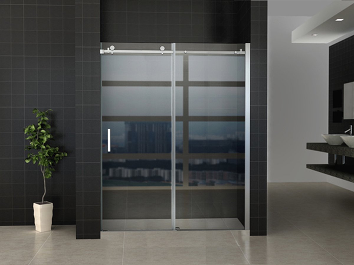 Bally Slide Nisdeur Douche Schuifdeur Met Chroom Profiel 110x200cm 8mm Antikalk Veiligheidsglas Met NANO Coating