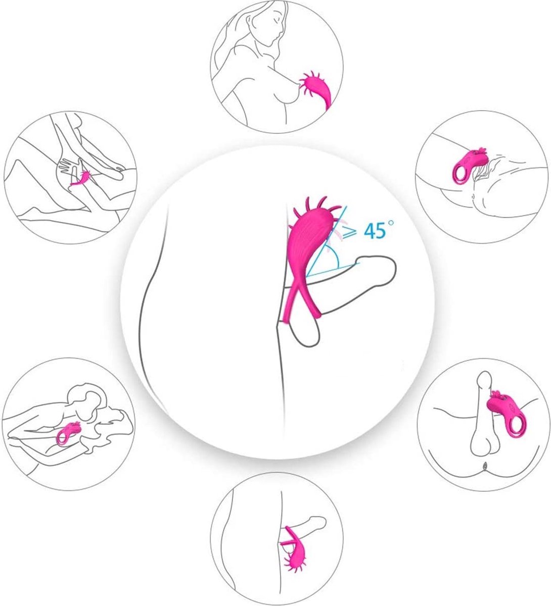 Goedkoopste Clitoris Vibrator met Cockring - Tong Vibrator - Met USB-oplaadkabel - 9 Vibratiestanden - 10 Rotatiestanden - Likkende Vibrator - Clitoris Stimulator - Penisring - Cock Ring - Medisch Siliconen - Seks speeltje - Sex toys - Roze
