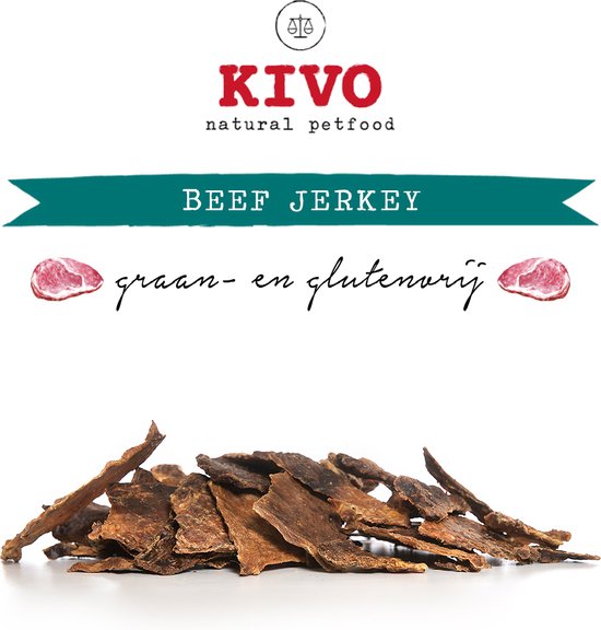 Kivo Petfood – Hondensnack Beef Jerkey 750 gram – Graanvrij en Glutenvrij