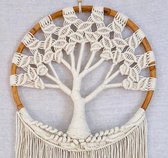 Balivie - Wandkleed - Tree of life - Macramé - Rotan - Handgemaakt op Bali - Ø40cm