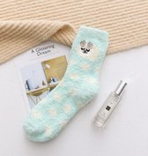 Fluffy sokken dames - blauw - print schaap - huissokken - dikke sokken - 36-40