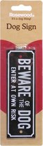 Beware of the dog waakbordje - 15x5 cm - 1 stuks