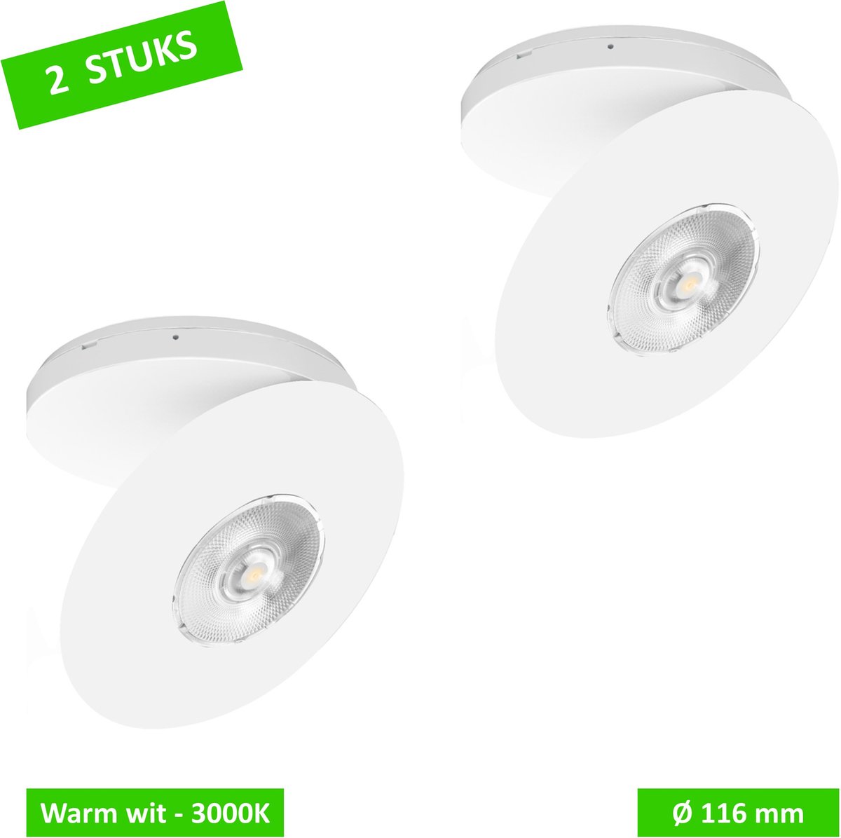 LED's light LED Spot - Ultraplat - Draai- en kantelbaar - Ø 116 mm - Wit - 2 Stuks