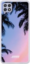 6F hoesje - geschikt voor Samsung Galaxy A22 4G -  Transparant TPU Case - Sunset Palms #ffffff