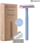 Bambooya Safety Razor + 20 scheermesjes - Scheermesjes voor vrouwen dames - Frosty Pink - Double Edge Single Blade - Zero Waste - Duurzaam Scheermesje