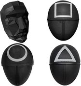 S&P Masks ® - Quattro Game Masker - Halloween Masker -Rond + Vierkant + Driehoek + Frontman-  Squid - Bekend van TV