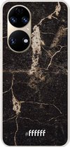 6F hoesje - geschikt voor Huawei P50 -  Transparant TPU Case - Dark Golden Marble #ffffff