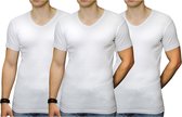 2 Pack Top kwaliteit  T-Shirt - V hals - 100% Katoen - Wit - Maat XL