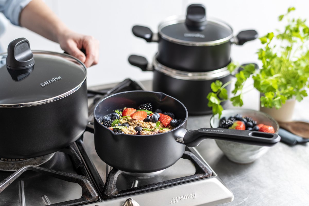 GreenPan Memphis pannenset 4delig zwart inductie PFASvrij