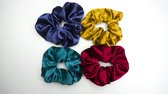 Satijnen scrunchies  | Haarwokkel | 4 pack | Blauw/Navy, Groen, Geel, Bordeaux rood | Haarelastiekjes | Luxe haar accessoires | Haarband | Vrouwen en Meisjes |