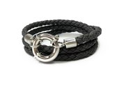 NOUVEAU! Jolla - bracelet wrap femme - argent - tressé - cuir - Classic Wrap - Anthracite