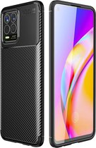 Realme 8 4G Hoesje Siliconen Carbon TPU Back Cover Zwart