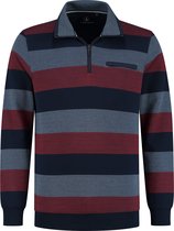 Chris Cayne - Sweater Half Zip - Gemeleerde brede strepen - Heren - Shirt - Navy/Rood/Blauw - Maat M