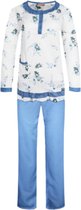 Dames pyjama set met bloemenprint M wit/blauw