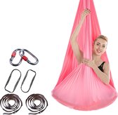Winkrs | Let op type!! Indoor Anti-gravity Yoga Knot-free Aerial Yoga Hangmat met gesp / verlengband maat: 400x280cm (lichtroze)