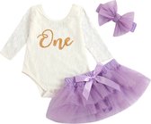 Eerste verjaardag cakesmash setje voor een meisje Romantic wit en paars - 1e verjaardag - cakesmash - babykleding - kinderkleding - tutu