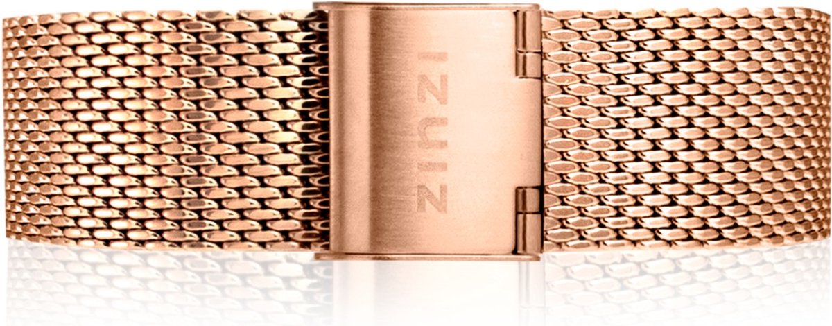 ZINZI stalen mesh horlogeband roségoudkleurig 18mm RETBAND2