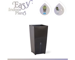 Plant Boutique zelfwaterende bloempot – Large, zwart - automatisch watergeefsysteem voor kamerplanten – plantenpot met waterreservoir – 10,5x10,5x18cm