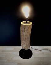Lamp Nina Wood and Iron feet 80 cm hoog - staande vloerlamp - lamp industrieel - handgemaakt - industriestijl - landelijk - verlichting voor binnen - voor uw interieur - metaal - t