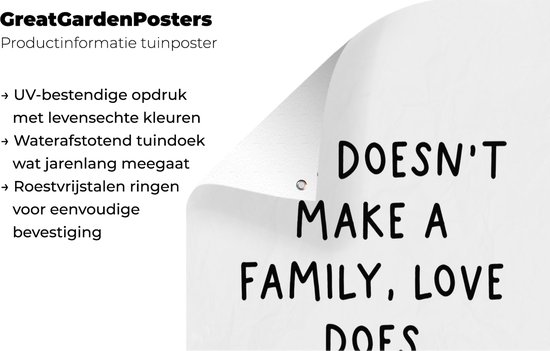 Posters de jardin hors citation anglaise DNA ne fait pas une famille, l'amour fait avec un coeur - 60x90 cm - Toile de jardin