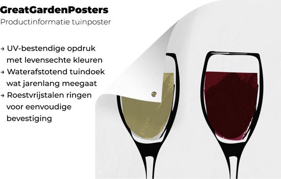 Illustration de verres à vin avec du vin rouge et blanc 60x90 cm