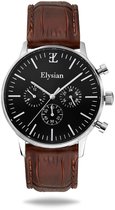 Elysian - Horloge Heren - Zilver - Croco Leer - Waterdicht - Krasvrij Saffier - 43mm