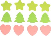 Stick'n kerstpakket sticky notes, hart, ster, kerstboom - 12 memoblokjes totaal