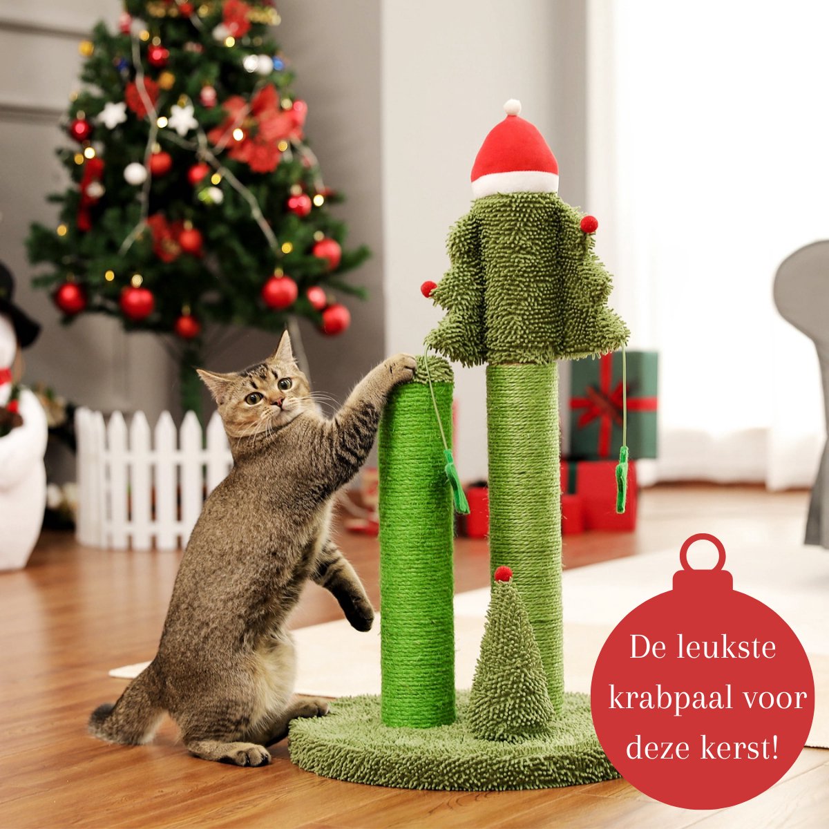 Kamyra® Kerstboom Krabpaal voor Katten - Kerst Decoratie -  Krabton/Krabplank - van... | bol.com