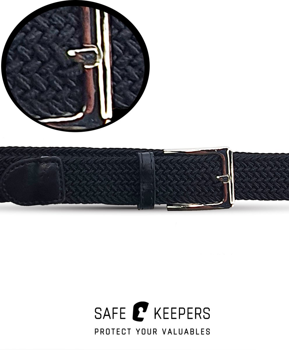 Safekeepers elastische riem - stretch riem - Damesriem 3 stuks - riemen met en zonder gesp - zwart