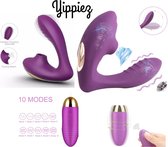 Yippiez Voordeel Duo Pack - Luxe 2 in 1 vibrator G-Spot & Clitoris luchtdruk stille vibrator 20 standen & Vibrerend Ei met Afstandsbediening 10 Standen - Dildo - Sex Toys - kerstca