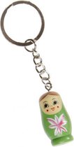 sleutelhanger Matroesjka 3,5 x 2 cm hout groen