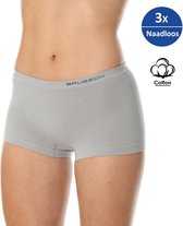 Brubeck Dames Ondergoed Boxershorts - Naadloos Elastisch Katoen 3-Pack - Grijs XL