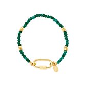 Armband met karabijnslot - Yehwang - Kralenarmband - One size - Goud/Groen