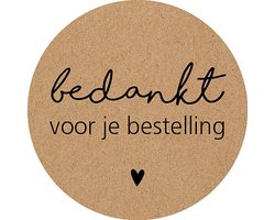 Sluitsticker - Sluitzegel – Bedankt voor je bestelling | Kraft naturel – Zwart - Hartje | Bedankje – Envelop | Chique | Envelop stickers | Cadeau – Gift – Cadeauzakje – Traktatie | Chique inpakken | DH Collection