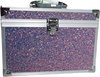 foto van Beauty vanity case - Make up koffer - met pareleffect veranderd van Roze naar paars, blauw en groen vanaf ander zichtpunt - met glitters - Met spiegel en extra opbergvak