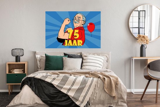 Poster Man - 75 Jaar verjaardag - Blauw - 120x80 cm