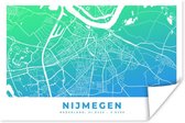 Poster Stadskaart - Nijmegen - Nederland - Blauw - 120x80 cm - Plattegrond