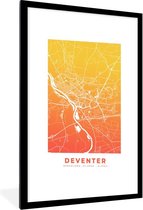 Fotolijst incl. Poster - Stadskaart - Deventer - Nederland - 60x90 cm - Posterlijst - Plattegrond