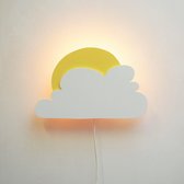 Arnhout - Zonnetje achter wolk - wandlamp / nachtlamp - wit / geel - Kinder- en babykamer - Slaap lekker