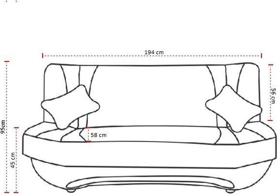 InspireMe - Zitsbank met slaapfunctie en opbergruimte, een bank voor de woonkamer, een slaapbank 194x92x95 cm 194x125 cm- FEBA (Zwart+Rood)