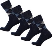Bamboe Sokken | Geruite Sokken | Anti-zweet Sokken | Naadloze Sokken | Heren Sokken | Dames Sokken | 4 Paar - Marineblauw | Maat: 43-45 | Merk: Bamboosa
