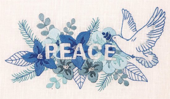 Quote Borduurpakket | Vrolijk borduurpakket voor volwassenen | Peace | Anchor | Voorbedrukte Stof, Naald, Katoenen Draad, Patroon | Bloemen borduren | Hobbypakket| Kerstcadeau