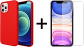 iParadise iPhone 12 pro hoesje rood siliconen case - 1x iPhone 12 pro screenprotector