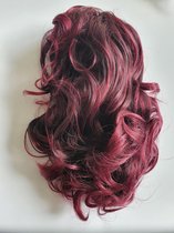 Clip in Paardenstaart hairextensions Aubergine Short 30 CM Klem Vlinderklem haarstuk