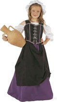 Limit - Middeleeuwen & Renaissance Kostuum - Waardin Herberg Het Dorstig Hert - Meisje - paars - Maat 110 - Carnavalskleding - Verkleedkleding